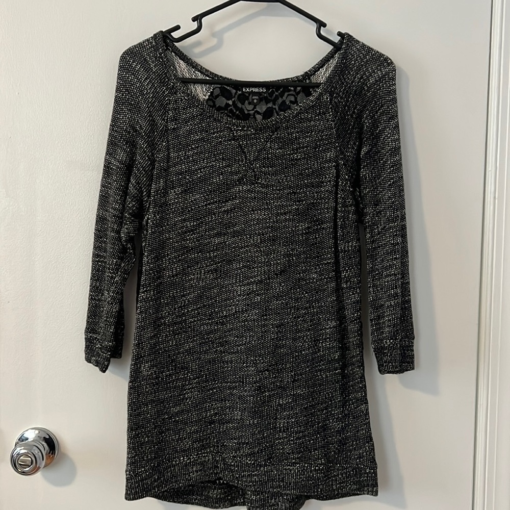 Express Gray Lace Back Sweater (M)